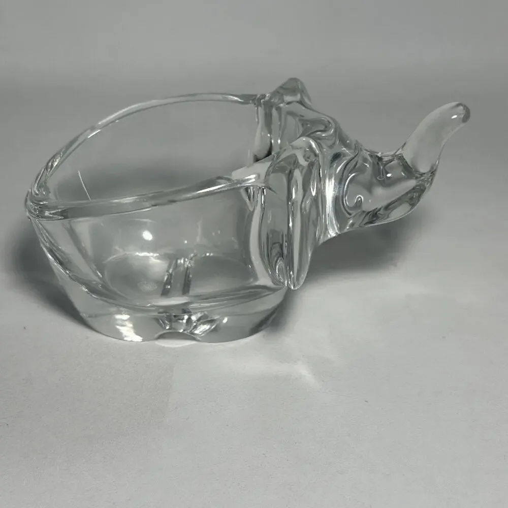 Vintage Sasaki Crystal Glass Elephant Trinket Candy Bowl Collectible Beautiful